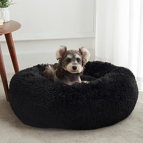 Calming Dog Bed & Cat Bed (Black / 30.0"L x 30.0"W x 8.0"Th)
