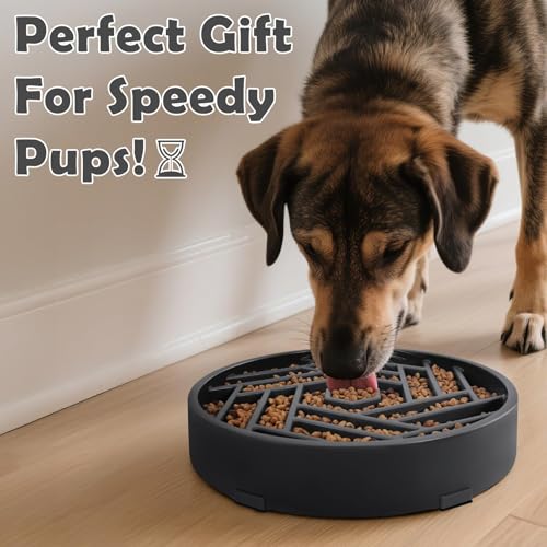 Slow Feeder Dog Bowls Large Medium Breed (Gray)