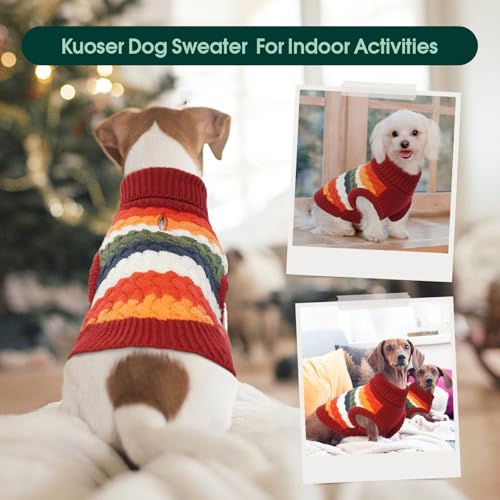 Dog Sweater Thermal Knitted Winter Clothes for Large Dogs (XX-Large (Chest: 23.6''; Weight: 23 - 35LB) / Red)