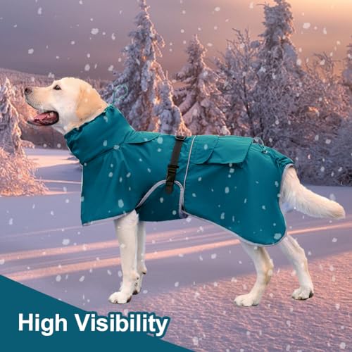 Dog Raincoat Waterproof Rain Jacket for Large Dogs Blue (Blue / 5XL-Fit for 71-90 pounds)
