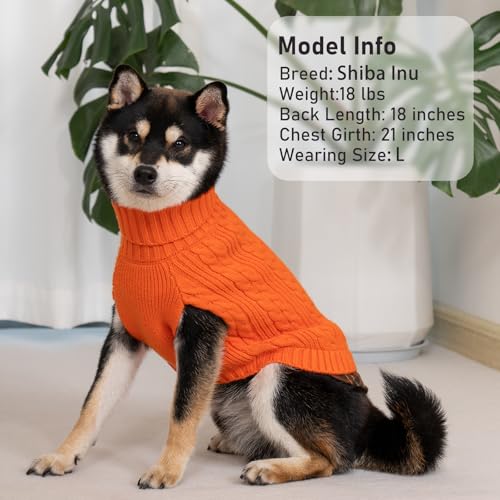 Dog Sweater for Small Dogs Turtleneck Thick Knit Pullover (Small (4-7lbs) / 7# Orange)