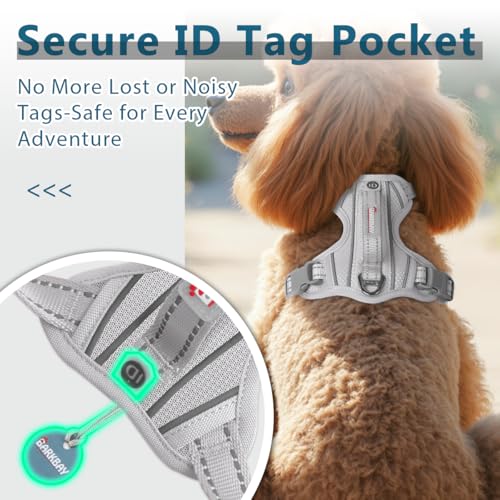 Dog Harness No Pull with ID Tag Pocket (Small(Chest:19.5-26”) / Grey)
