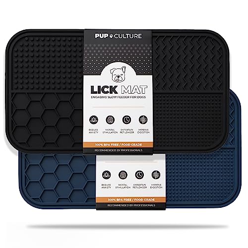 Dog Lick Mat for Dogs (2 Pack / Black/Navy)