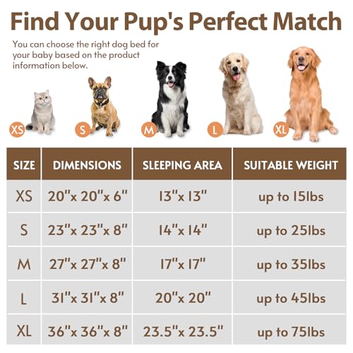Calming Dog Bed Medium Size Dog (cream brown / 27.0"L x 27.0"W x 8.0"Th)