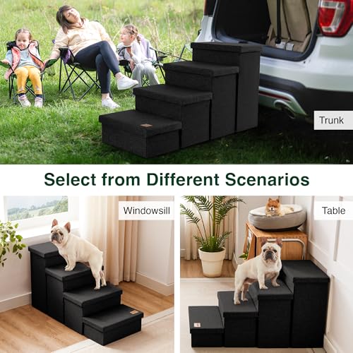 Dog Stairs for High Bed (Black / 37.4" X 17" X 21.3" H)