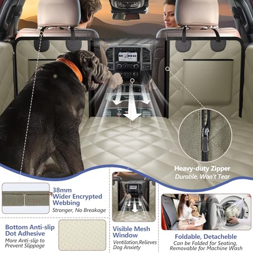 Dog Truck Seat Cover for Back Seat (XL - For Full Size Truck / Full Size SUV / Khaki)