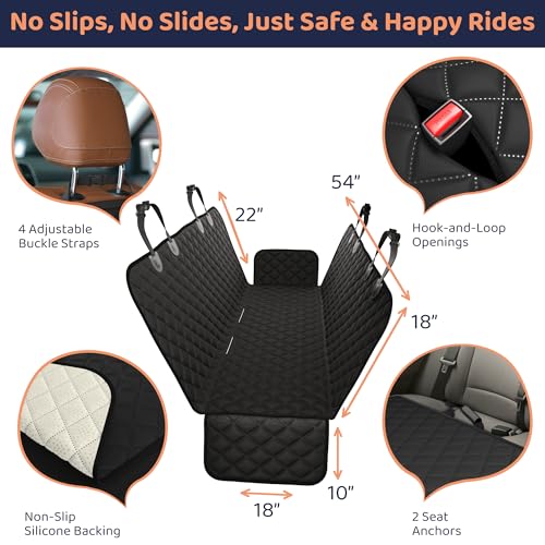 Dog Car Seat Cover for Back Seat (Black / Standard (58"x54"))