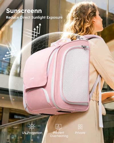 Cat Backpack Carrier (Pink / 12.6"L x 10.2"W x 16.5"H)