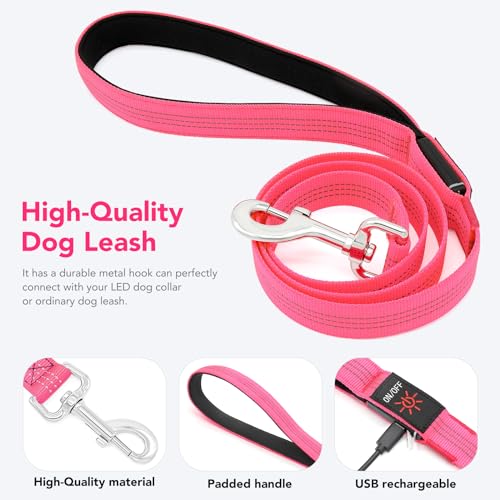 LED Light Up Dog Leash (Pink / 4FT)