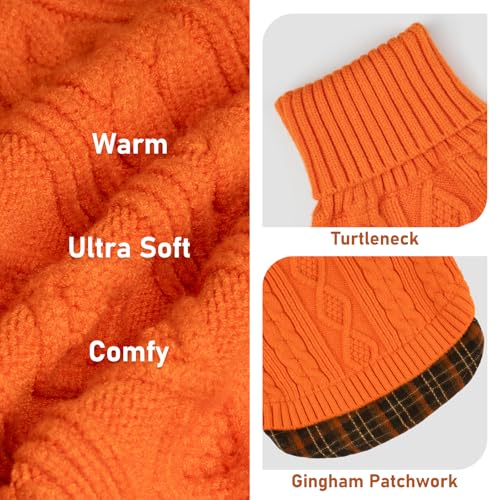 Dog Sweater for Small Medium Dogs Turtleneck Thick Knit Pullover (X-Large (19-27lbs) / 7# Orange)