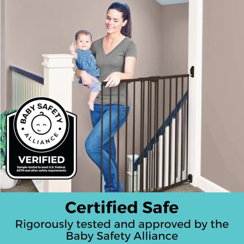 Toddleroo Easy Swing & Lock Baby Gate for Top of Stairs (Matte Bronze / 36" Tall)