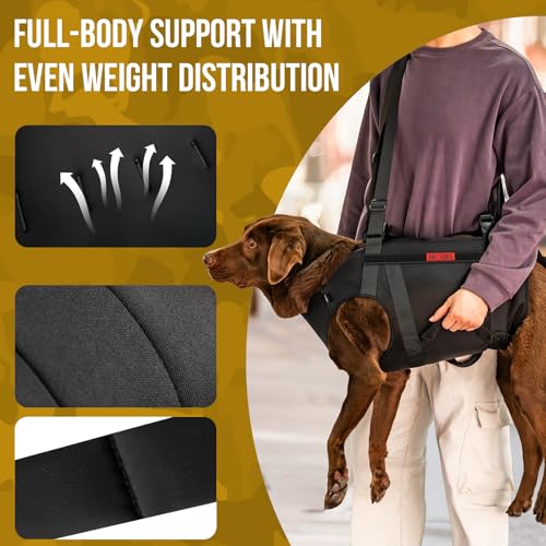 Full Body Dog Carry Sling for Large Dogs (Black / M)