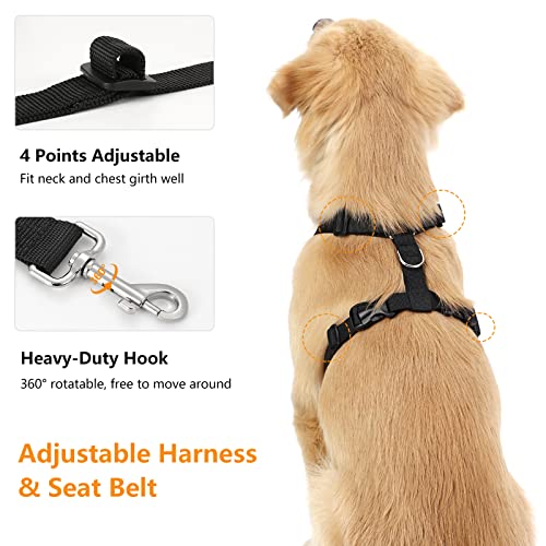 Dog Seat Belt Vest Harness for Car (Black / XXL (Chest: 30.7-51.2", Neck: 16.1-26.4"))