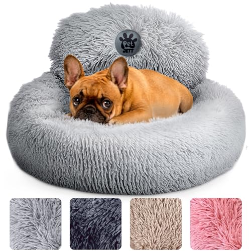 PetJett Small Dog Bed (Bright Grey / Small - 23”L x 23”W x 8”Th)