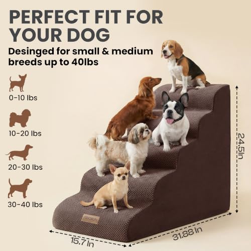 Dog Stairs for High Beds (Chocolate / Stairs 24.5"H)