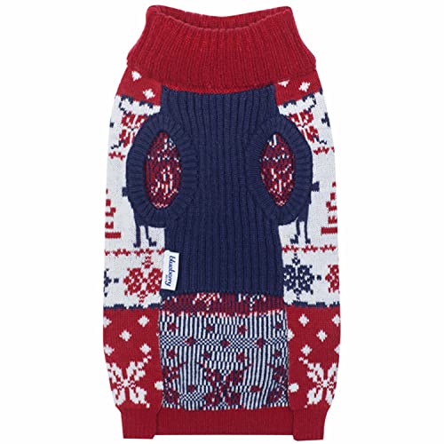 Ugly Christmas Reindeer Dog Sweater Turtleneck Holiday Family Matching Clothes for Dog (10 inch (Pack of 1) / B Design: Dog - Tango Red)