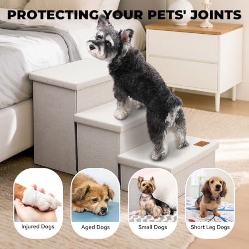 Dog Stairs with Storage (Beige No Condo / 3)