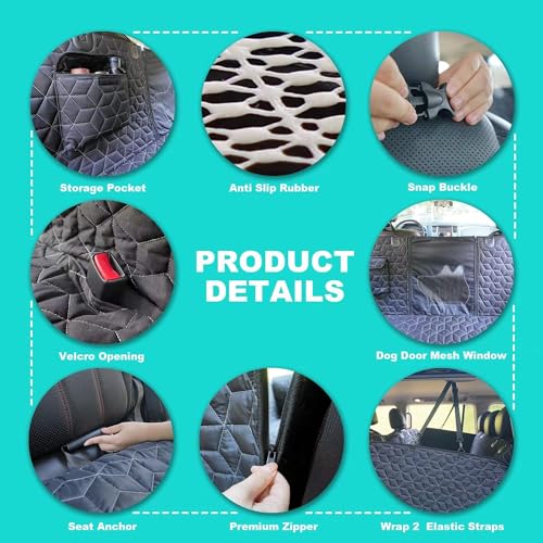 Dog Car Seat Cover for Back Seat (Small-52" / Hammock-Black)
