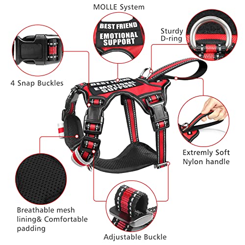 Service Dog Vest No Pull Dog Harness with 7 Dog Patches (Small / Red)