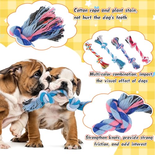 24 Pcs Dog Rope Toys Bulk Multi Color Puppy Chew Rope Cotton Teething Toys 2 Knot Tug for Aggressive Chewers Small and Medium Dogs Puppies