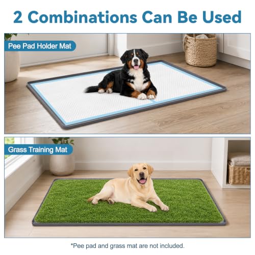 Silicone Dog Pee Pad Holder 51" x 25.6" Potty Training Tray (51“x25.6"-Diamond / Dark Gray)