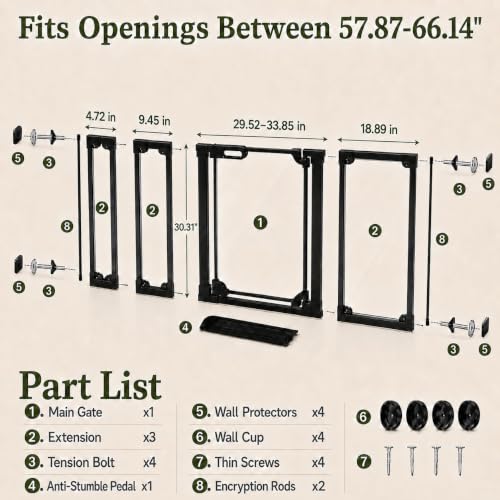 Clear Acrylic Baby Gate 57.87 (Black / 57.87-66.14"W)