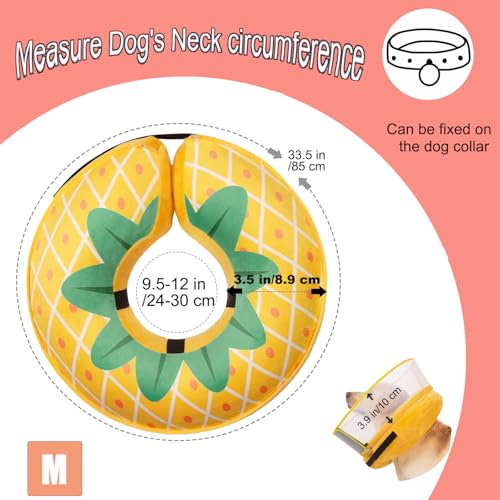 Inflatable Dog Cone Collar for Large Medium Small Dogs (Pineapple / Medium)