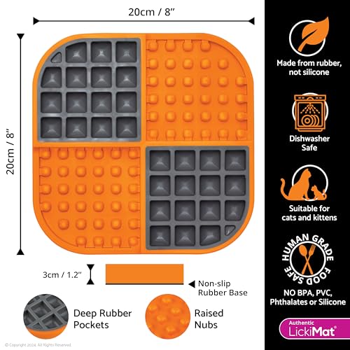 Slomo Cat Slow Feeder Lick Mat (Orange)
