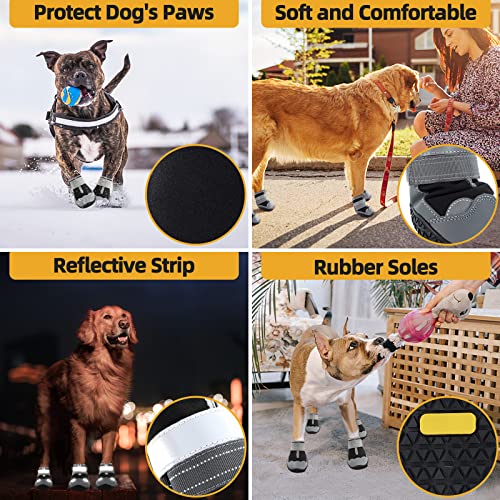 Dog Boots for Large Dogs (Light Black / Width 2.75 Inch)