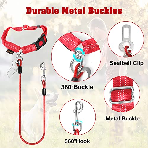 Chew Proof Dog Car Seat Belt (Red / 2 Pack)