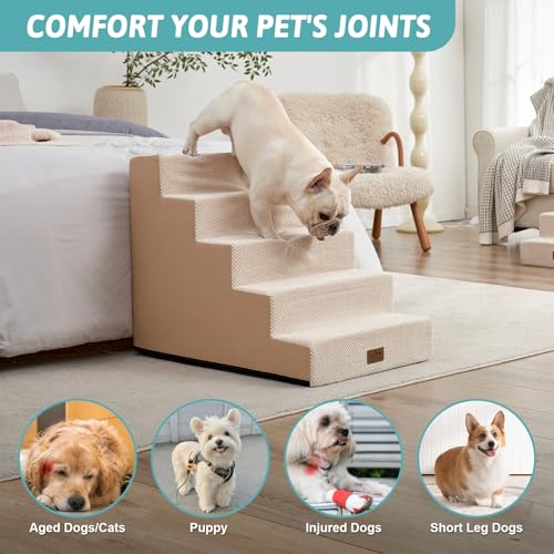 Dog Stairs for Small Dogs (Beige / 19.7x29.5x23.6 inch)
