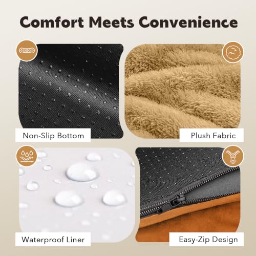 Orthopedic XL Dog Bed with Bolster for Extra Large Size Dogs (42.0"L x 30.0"W x 8.0"Th / Orange)