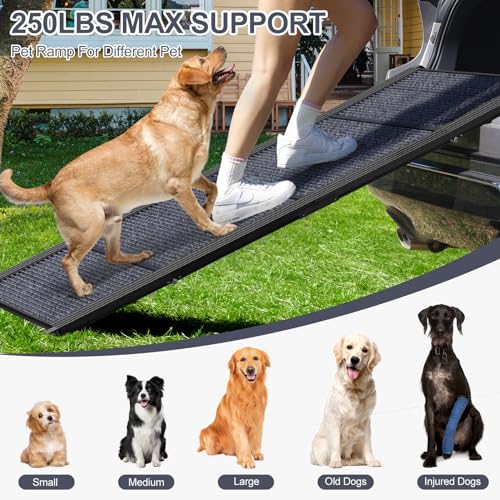 Dog Ramp for Car 63" L × 17" W (Upgraded 63" L x 17.2" W)