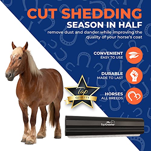 8 Inch Deshedding Brush for Dogs & Horses (Black)