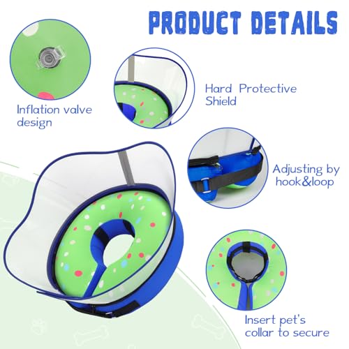 Elevated Inflatable Dog Cone Collar Alternative After Surgery (Donut Green / XXL(Neck 18.5"-23.5"))
