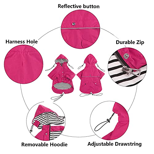 Dog Zip Up Raincoat with Reflective Buttons (Large / Pink)