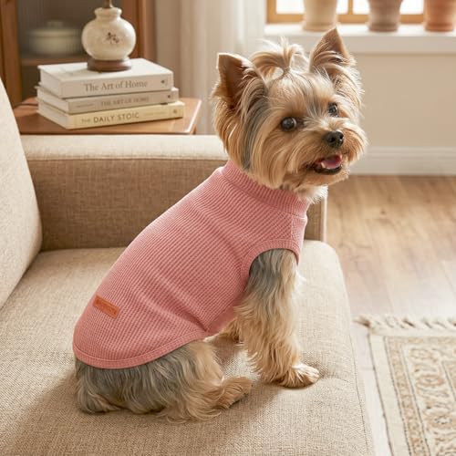 3Pack Dog Shirts Lightweight Waffle Dog Shirt for Small DogsSleeveless Dog Shirt for Small Medium Boy Girl Dogs Cozy & Breathable Pet Vest (XL(Back: 17.7", Chest: 22.8", 19.8-29.8lbs) / Striped+Light Pink+Gray Pink)