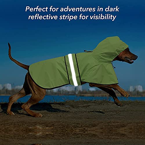 Dog Raincoat Reflective Pet Rain Jacket for Dogs (Neon Green / X-Large)