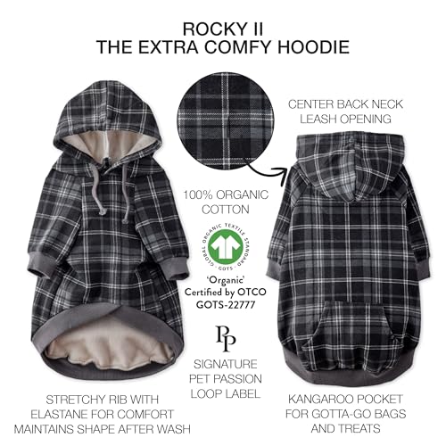 Rocky II Dog Hoodie (Black Sand Plaid / Small (10-25 lbs))