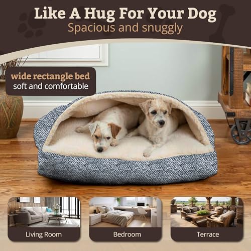 Rectangle Cozy Cave Dog Bed (Palmer Indigo / Medium)