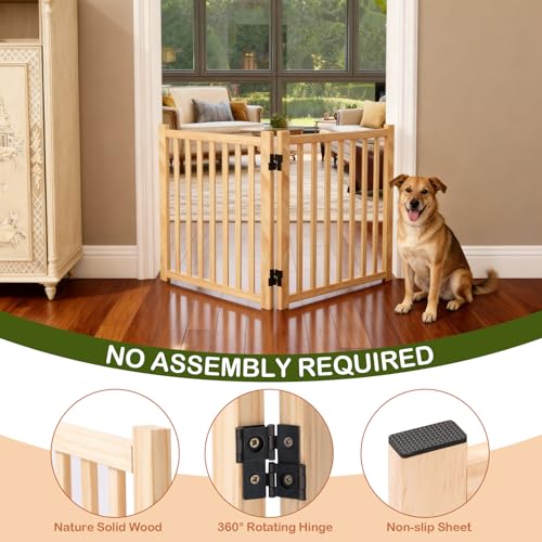 Freestanding Wooden Dog Gate Indoor (【(2Pcs)2 Panels】H:23'')