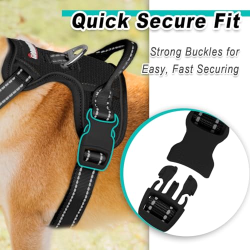 Dog Harness for Large Dog No Pull Mesh 2 Clips Dog Vest (X-Large / Black-Mesh)