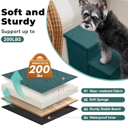 Dog Stairs with Storage (Dark Green No Condo / 3)