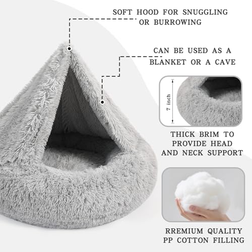 Calming Donut Dog Bed (Grey / Medium 25.5''x25.5''x9'')