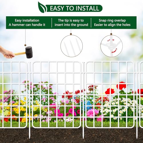 13ft x 17in Garden Fence Animal Barrier (White / 12 Panels, 13ft x 17in)