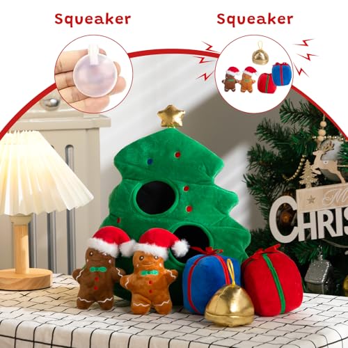 Christmas Squeaky Hide and Seek Dog Toys for Small and Medium (Christmas Tree)