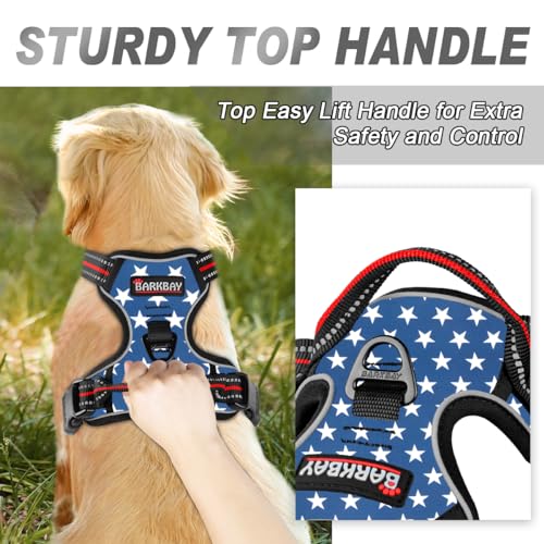 No Pull Dog Harness Front Clip Heavy Duty Reflective Easy Control Handle for Large Dog Walking (X-Large(Chest:30-38”) / Blue Star)
