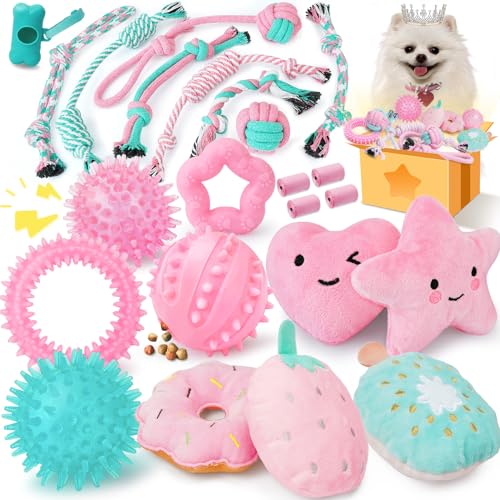 Pink Puppy Toys for Boredom (Pink-Green)