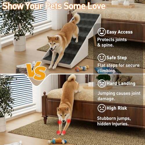 Dog Stairs for High Bed & Couch (White)