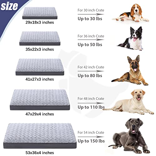 Washable Dog Crate Bed Waterproof for Large Dogs (Light Grey / 41.0"L x 27.0"W x 3.0"Th)